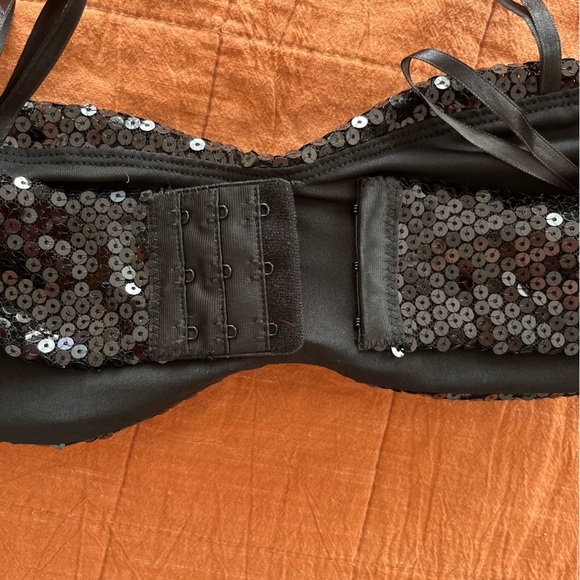 NWOT Black Sequin Bandeau Bra - Picture 5 of 8